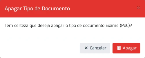 Caixa de Diálogo Apagar Tipo de Documento