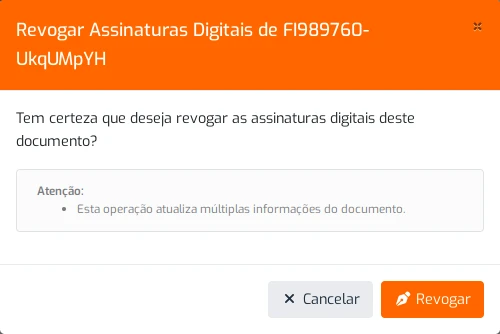 Caixa de Diálogo Revogar Assinaturas Digitais