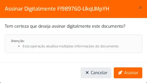 Caixa de Diálogo Assinar Digitalmente