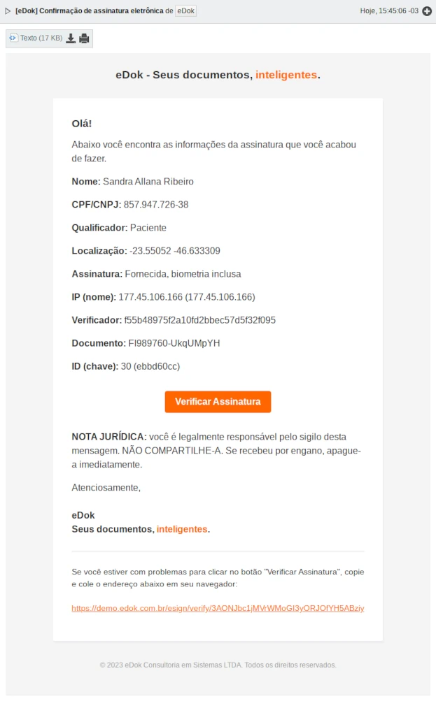 Email de Confirmação de Assinatura