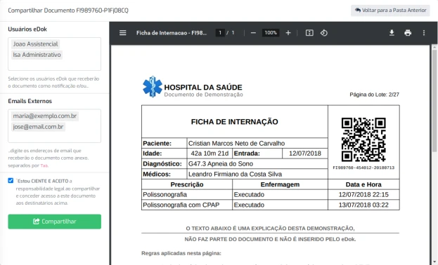 Tela Compartilhar Documento